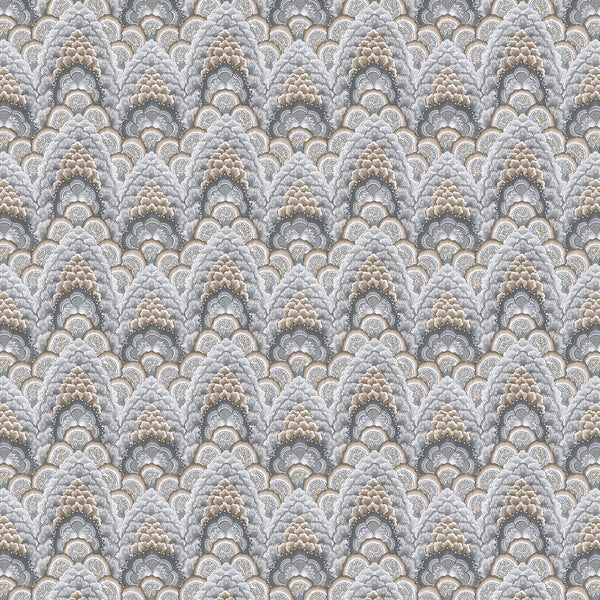 Ganges - Tabaco/Gris White By Gaston Y Daniela | Gaston Libreria |Flamestitch  Multipurpose Print