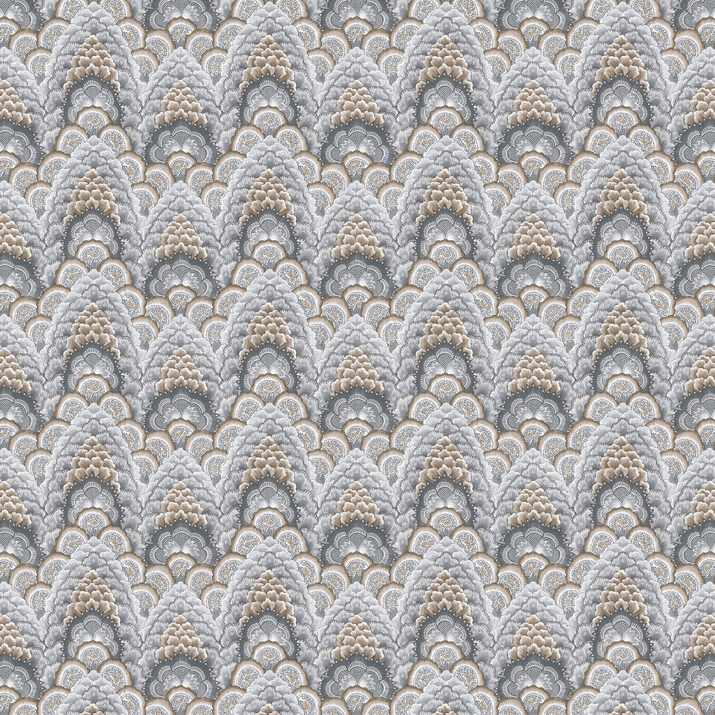 Samples and Purchasing available for Ganges - Tabaco/Gris White By Gaston Y Daniela | Gaston Libreria |Flamestitch  Multipurpose Print at Designer Wallcoverings and Fabrics