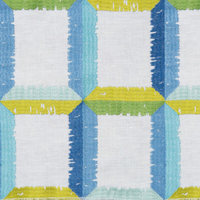 Yucatan - Agua/Lima Turquoise By Gaston Y Daniela | Gaston Nuevo Mundo | Geometric Drapery Embroidery