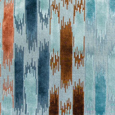 Aragon - Azul/Teja Teal By Gaston Y Daniela | Gaston Nuevo Mundo |Ikat/Southwest/Kilims Stripes Upholstery Velvet