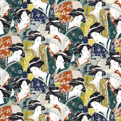 Matsuyama Velvet - Multi Multi By Gaston Y Daniela | Gaston Japon |Chinoiserie Figurative Multipurpose Print