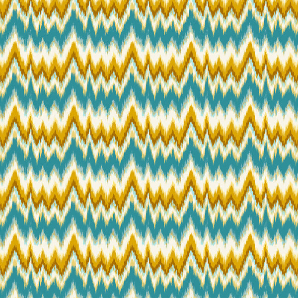Cala Figuera - Turquesa/Ocre Gold By Gaston Y Daniela | Gaston Maiorica |Ikat/Southwest/Kilims  Multipurpose Print