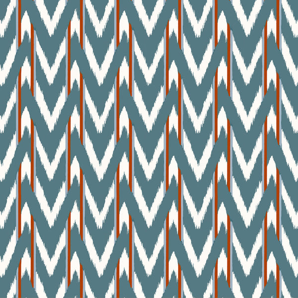 Cala D Or - Azul Teja Blue By Gaston Y Daniela | Gaston Maiorica |Ikat/Southwest/Kilims Stripes Multipurpose Print