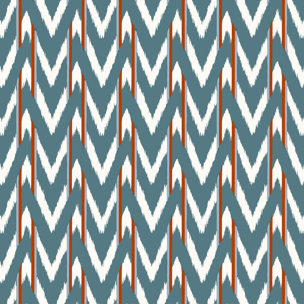 Samples and Purchasing available for Cala D Or - Azul Teja Blue By Gaston Y Daniela | Gaston Maiorica |Ikat/Southwest/Kilims Stripes Multipurpose Print at Designer Wallcoverings and Fabrics