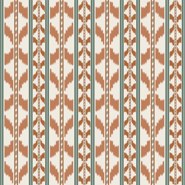 Cala Petita - Teja Verde Coral By Gaston Y Daniela | Gaston Maiorica |Stripes  Drapery Print