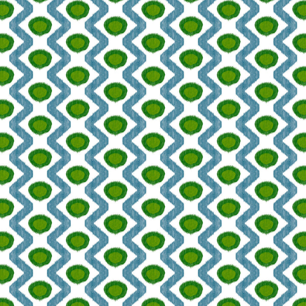 Cala Marsal - Verde Azul Blue By Gaston Y Daniela | Gaston Maiorica |Geometric Ikat/Southwest/Kilims Multipurpose Print