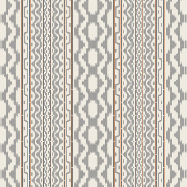 Cala Murada - Gris Naranja Grey By Gaston Y Daniela | Gaston Maiorica |Stripes  Drapery Print