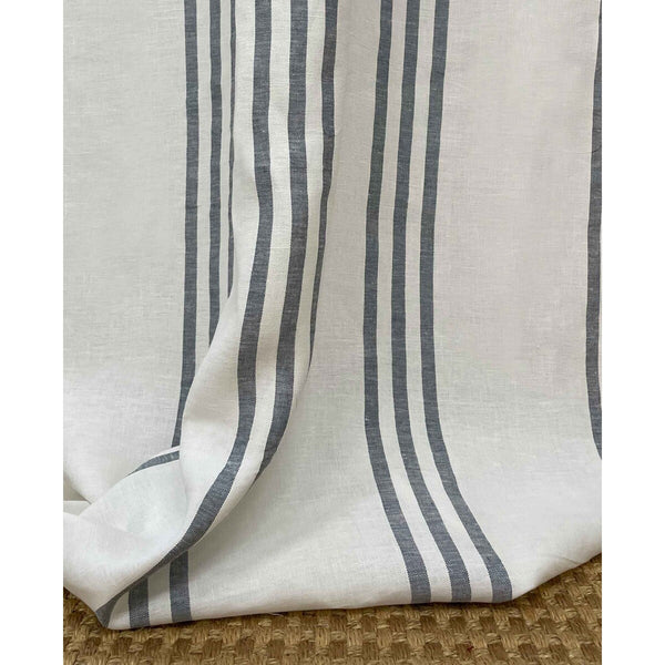 Samani - Azul White By Gaston Y Daniela | Gaston Y Daniela Marco Polo | Stripes Drapery Linen