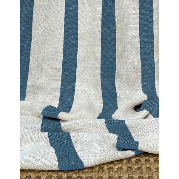Barwa - Azul Medio White By Gaston Y Daniela | Gaston Y Daniela Marco Polo | Stripes Drapery Linen