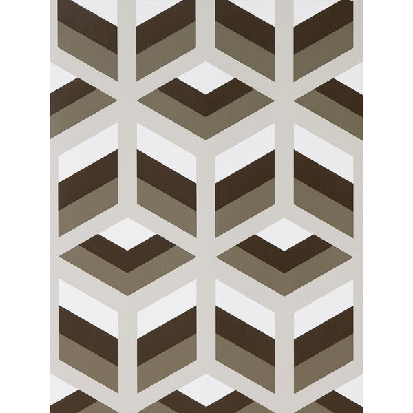 Samples and Purchasing available for Xabi - Marron/Gris Brown By Gaston Y Daniela | Lorenzo Castillo Hispania Wp |Modern Geometric Wallcovering Print at Designer Wallcoverings and Fabrics