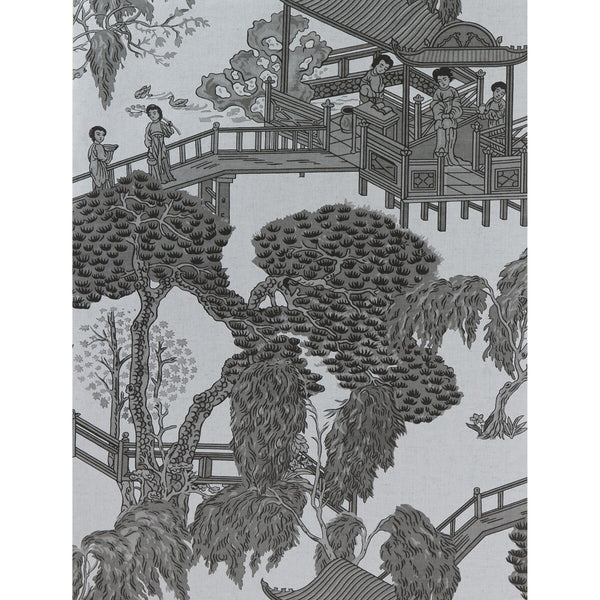 Zhou Jun - Plata/Antracita Silver By Gaston Y Daniela | Lorenzo Castillo Hispania Wp |Chinoiserie Global Wallcovering Print
