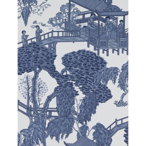 Zhou Jun - Azul Blue By Gaston Y Daniela | Lorenzo Castillo Hispania Wp |Chinoiserie Global Wallcovering Print