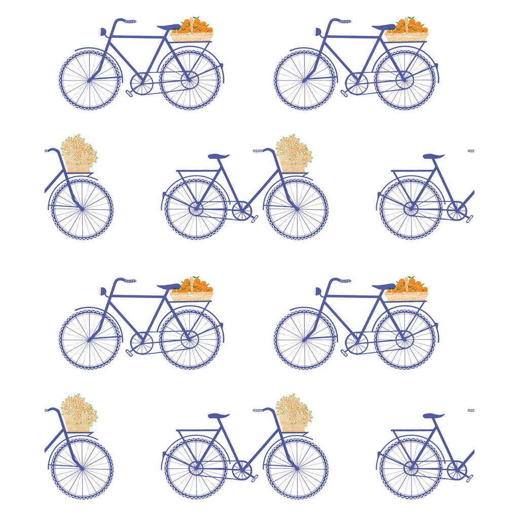 Samples and Purchasing available for Bicicletas - Azul Dark Blue By Gaston Y Daniela | Gaston Libreria | Novelty Wallcovering Print at Designer Wallcoverings and Fabrics