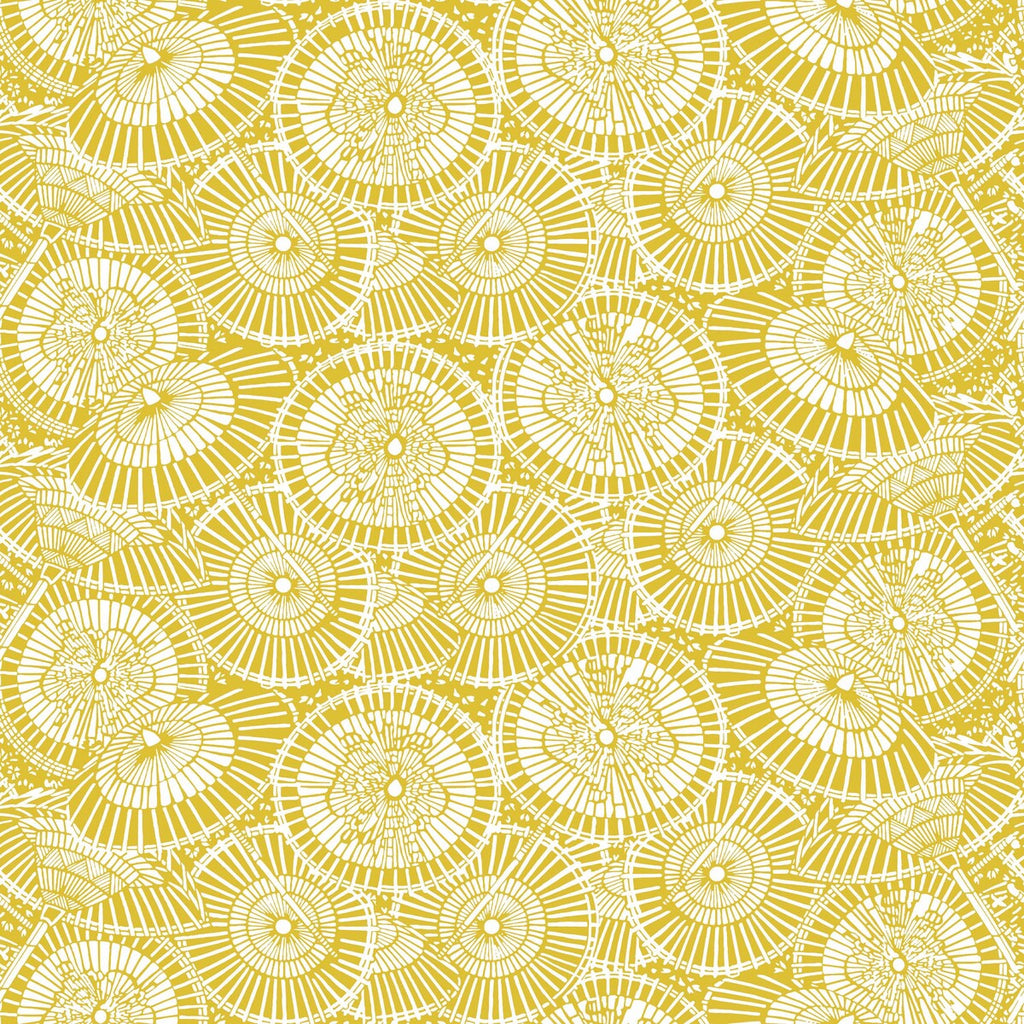 Samples and Purchasing available for Sombrillas - Mostaza Gold By Gaston Y Daniela | Gaston Libreria |Geometric Novelty Wallcovering Print at Designer Wallcoverings and Fabrics