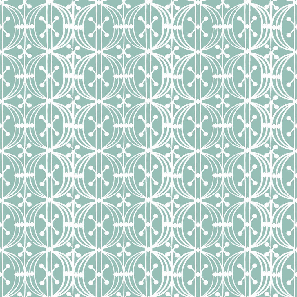 Samples and Purchasing available for Carrusel - Aqua White By Gaston Y Daniela | Gaston Libreria |Modern Geometric Wallcovering Print at Designer Wallcoverings and Fabrics