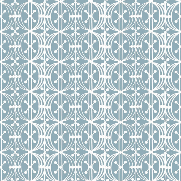 Carrusel - Azul Plomo White By Gaston Y Daniela | Gaston Libreria |Modern Geometric Wallcovering Print