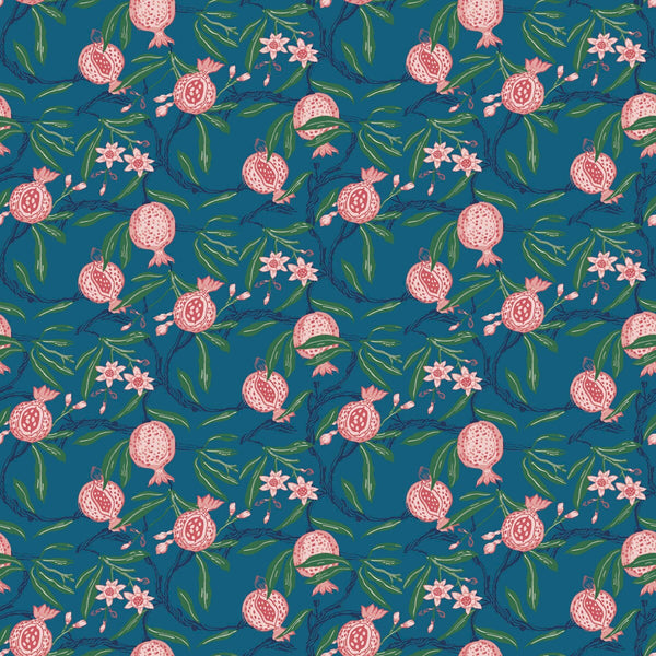 Granadas - Azul/Noche Blue By Gaston Y Daniela | Gaston Libreria |Botanical & Floral Vegetable/Fruit Wallcovering Print