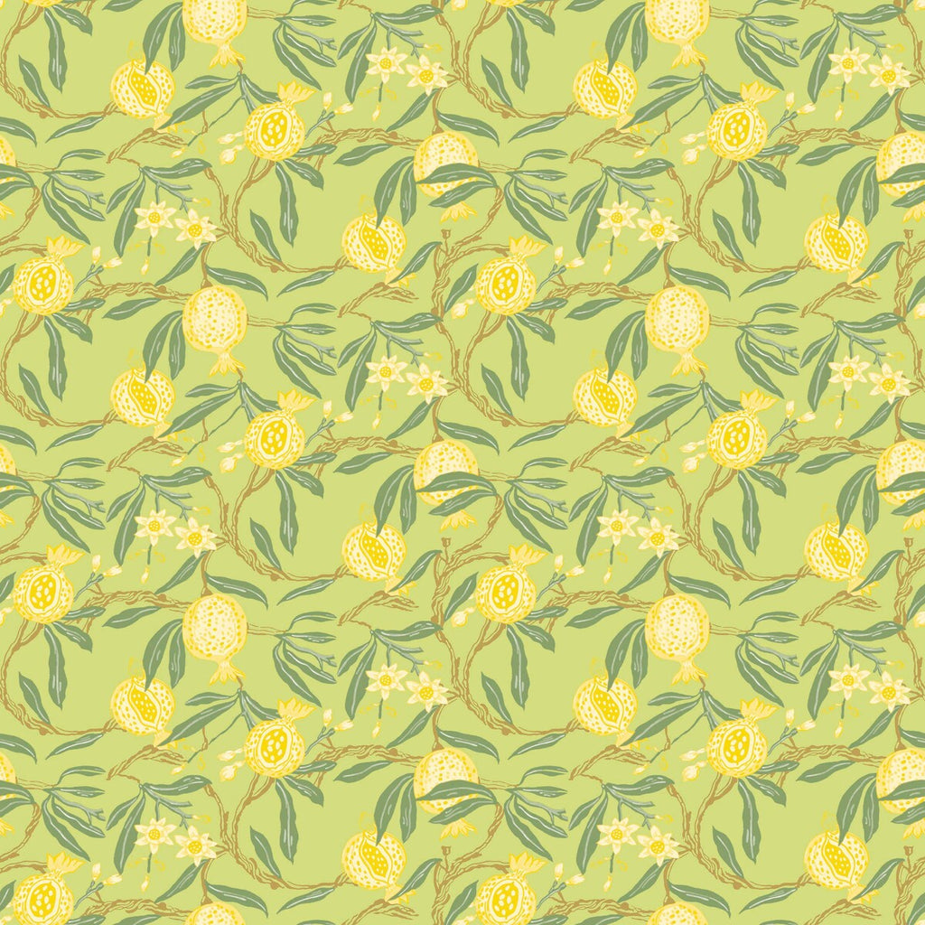 Samples and Purchasing available for Granadas - Amarillo Sage By Gaston Y Daniela | Gaston Libreria |Botanical & Floral Vegetable/Fruit Wallcovering Print at Designer Wallcoverings and Fabrics