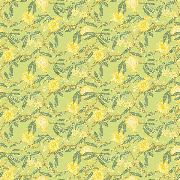 Samples and Purchasing available for Granadas - Amarillo Sage By Gaston Y Daniela | Gaston Libreria |Botanical & Floral Vegetable/Fruit Wallcovering Print at Designer Wallcoverings and Fabrics