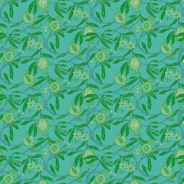 Granadas - Verde/Azul Light Blue By Gaston Y Daniela | Gaston Libreria |Botanical & Floral Vegetable/Fruit Wallcovering Print