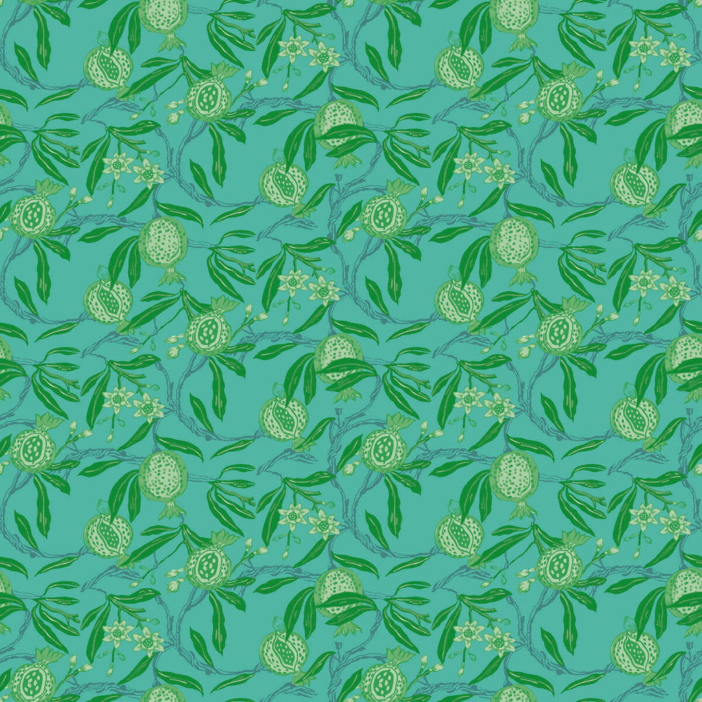 Samples and Purchasing available for Granadas - Verde/Azul Light Blue By Gaston Y Daniela | Gaston Libreria |Botanical & Floral Vegetable/Fruit Wallcovering Print at Designer Wallcoverings and Fabrics