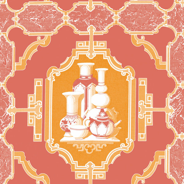 Porcelanas - Pomelo Orange By Gaston Y Daniela | Gaston Libreria |Lattice/Scrollwork Novelty Wallcovering Print