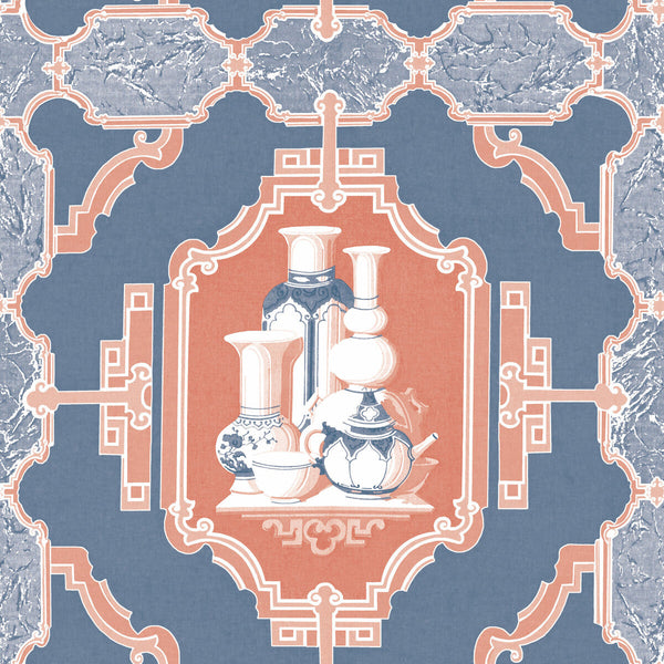 Porcelanas - Azul/Rojo Dark Blue By Gaston Y Daniela | Gaston Libreria |Lattice/Scrollwork Novelty Wallcovering Print