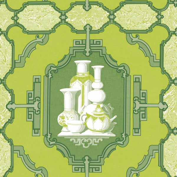 Porcelanas - Lima Green By Gaston Y Daniela | Gaston Libreria |Lattice/Scrollwork Novelty Wallcovering Print