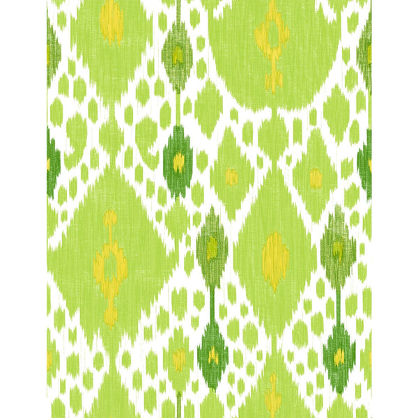 Ikat - Verde Celery By Gaston Y Daniela | Gaston Libreria | Ikat/Southwest/Kilims Wallcovering Print