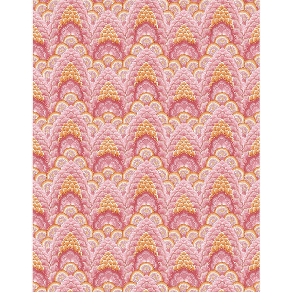 Samples and Purchasing available for Ganges - Rosa/Naranja Orange By Gaston Y Daniela | Gaston Libreria | Bargellos Wallcovering Print at Designer Wallcoverings and Fabrics