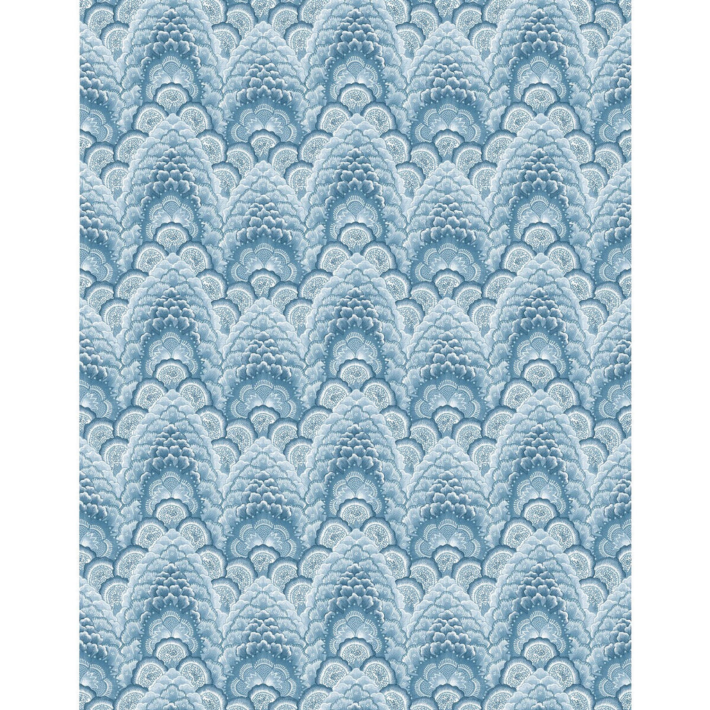 Samples and Purchasing available for Ganges - Azul Blue By Gaston Y Daniela | Gaston Libreria | Bargellos Wallcovering Print at Designer Wallcoverings and Fabrics