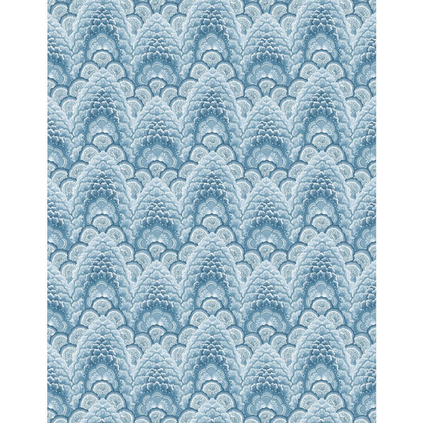 Samples and Purchasing available for Ganges - Azul Blue By Gaston Y Daniela | Gaston Libreria | Bargellos Wallcovering Print at Designer Wallcoverings and Fabrics