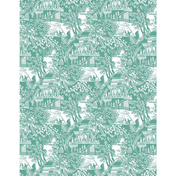 Olimpo - Esmeralda Teal By Gaston Y Daniela | Gaston Libreria |Chinoiserie Figurative Wallcovering Print