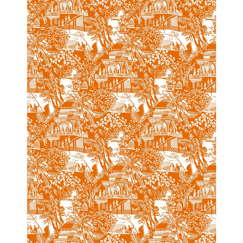 Samples and Purchasing available for Olimpo - Naranja Orange By Gaston Y Daniela | Gaston Libreria |Chinoiserie Figurative Wallcovering Print at Designer Wallcoverings and Fabrics