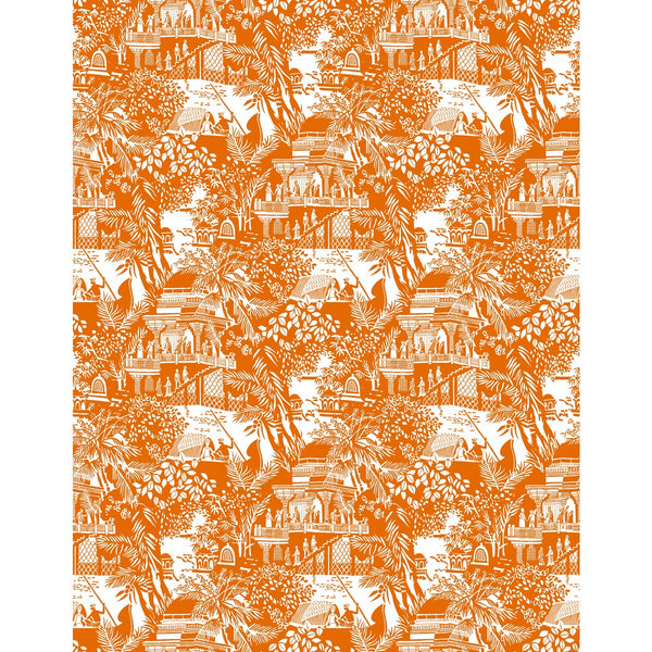 Samples and Purchasing available for Olimpo - Naranja Orange By Gaston Y Daniela | Gaston Libreria |Chinoiserie Figurative Wallcovering Print at Designer Wallcoverings and Fabrics