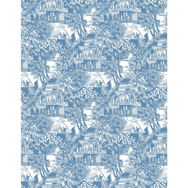 Olimpo - Azul Blue By Gaston Y Daniela | Gaston Libreria |Chinoiserie Figurative Wallcovering Print