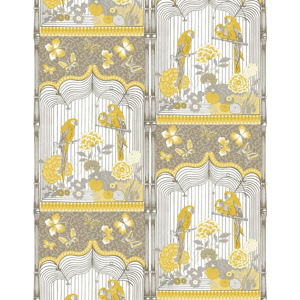 Aviary - Ocre Grey By Gaston Y Daniela | Gaston Libreria |Animal/Insects Novelty Wallcovering Print