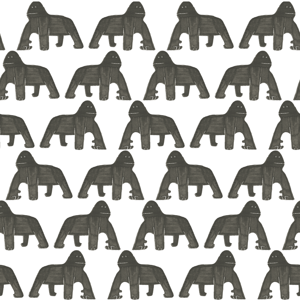 Gorila Wp - 1 White By Gaston Y Daniela | Gaston Algo De Jaime |Animal/Insects Novelty Wallcovering Print