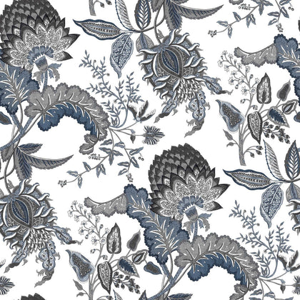 Paraiso - Azul/Gris Blue By Gaston Y Daniela | Gaston Origen Dos |Botanical & Floral  Wallcovering Print