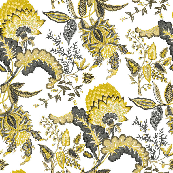 Paraiso - Gris/Oro Yellow By Gaston Y Daniela | Gaston Origen Dos |Botanical & Floral  Wallcovering Print