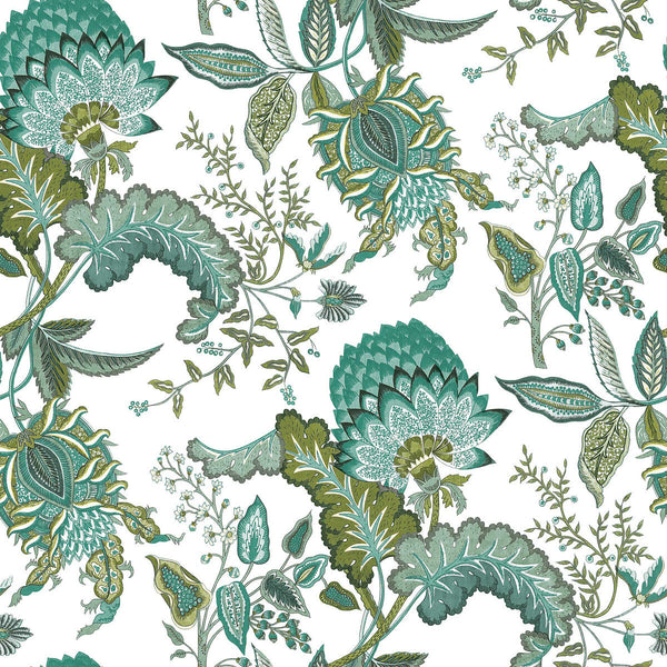 Paraiso - Verdeagua Turquoise By Gaston Y Daniela | Gaston Origen Dos |Botanical & Floral  Wallcovering Print