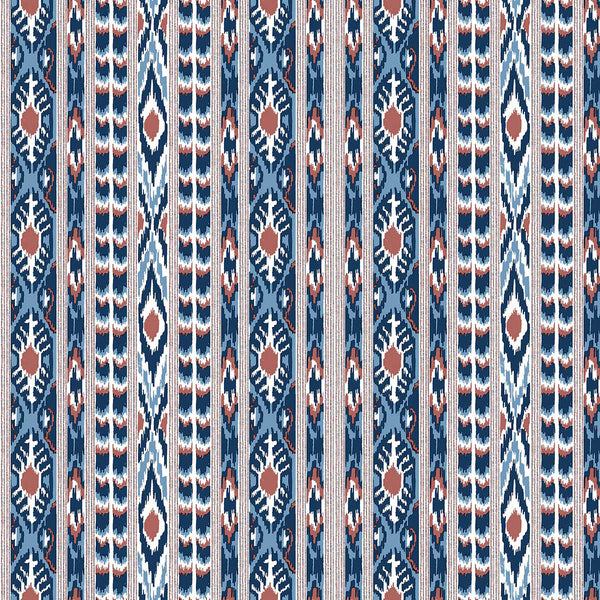 Apache - Azul Blue By Gaston Y Daniela | Gaston Origen Dos |Global Stripes Wallcovering Print