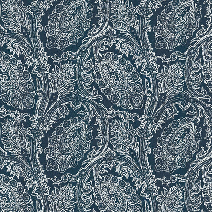 Cadaques - Oscuro Blue By Gaston Y Daniela | Gaston Serendipia | Paisley Wallcovering Print