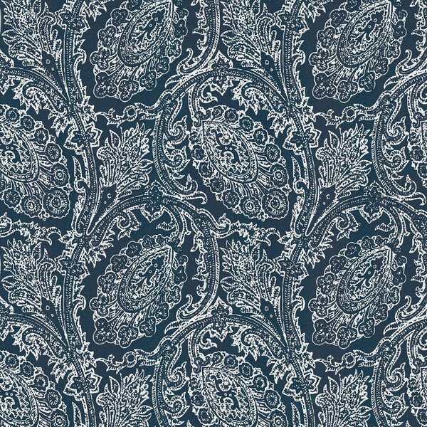 Cadaques - Oscuro Blue By Gaston Y Daniela | Gaston Serendipia | Paisley Wallcovering Print
