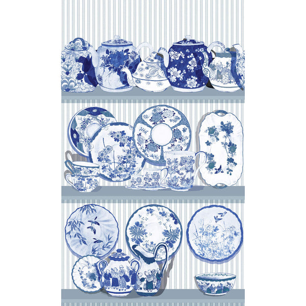 Tea Time - Azul Blue By Gaston Y Daniela | Gaston Serendipia | Novelty Wallcovering Print