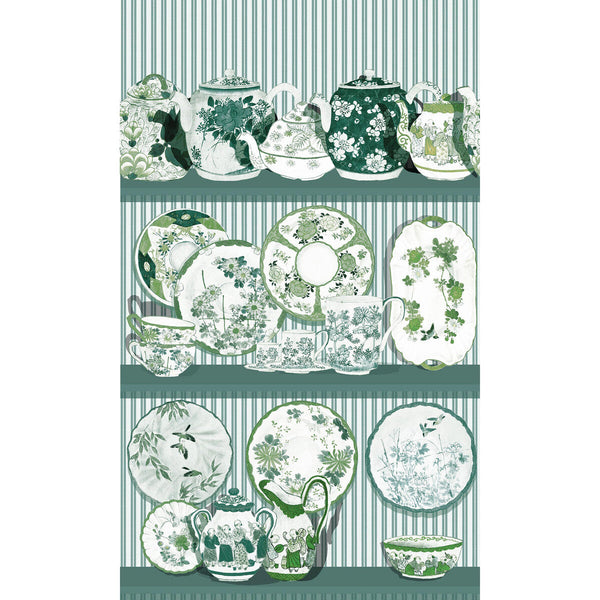 Tea Time - Verde Green By Gaston Y Daniela | Gaston Serendipia | Novelty Wallcovering Print