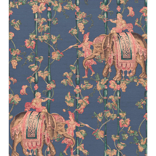 Elefantes - Oscuro Blue By Gaston Y Daniela | Gaston Serendipia |Botanical & Floral Animal/Insects Wallcovering Print