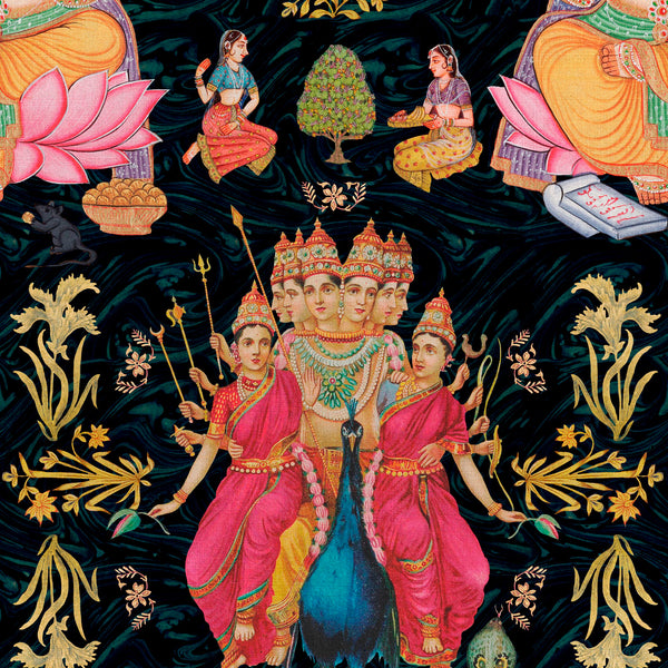 Goddess - Gold, Black, Blue, Pink, Orange Wallcovering | Mind the Gap