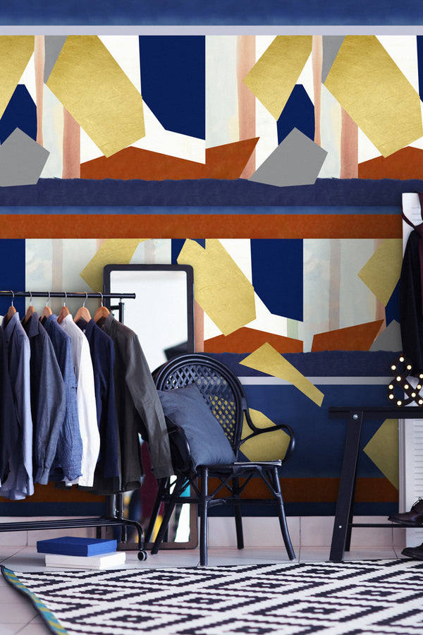 Golden Rush - Gold, Blue, White, Red Wallcovering | Mind the Gap