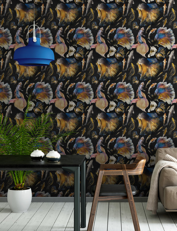 Goldfish - Anthracite Wallcovering | Mind the Gap